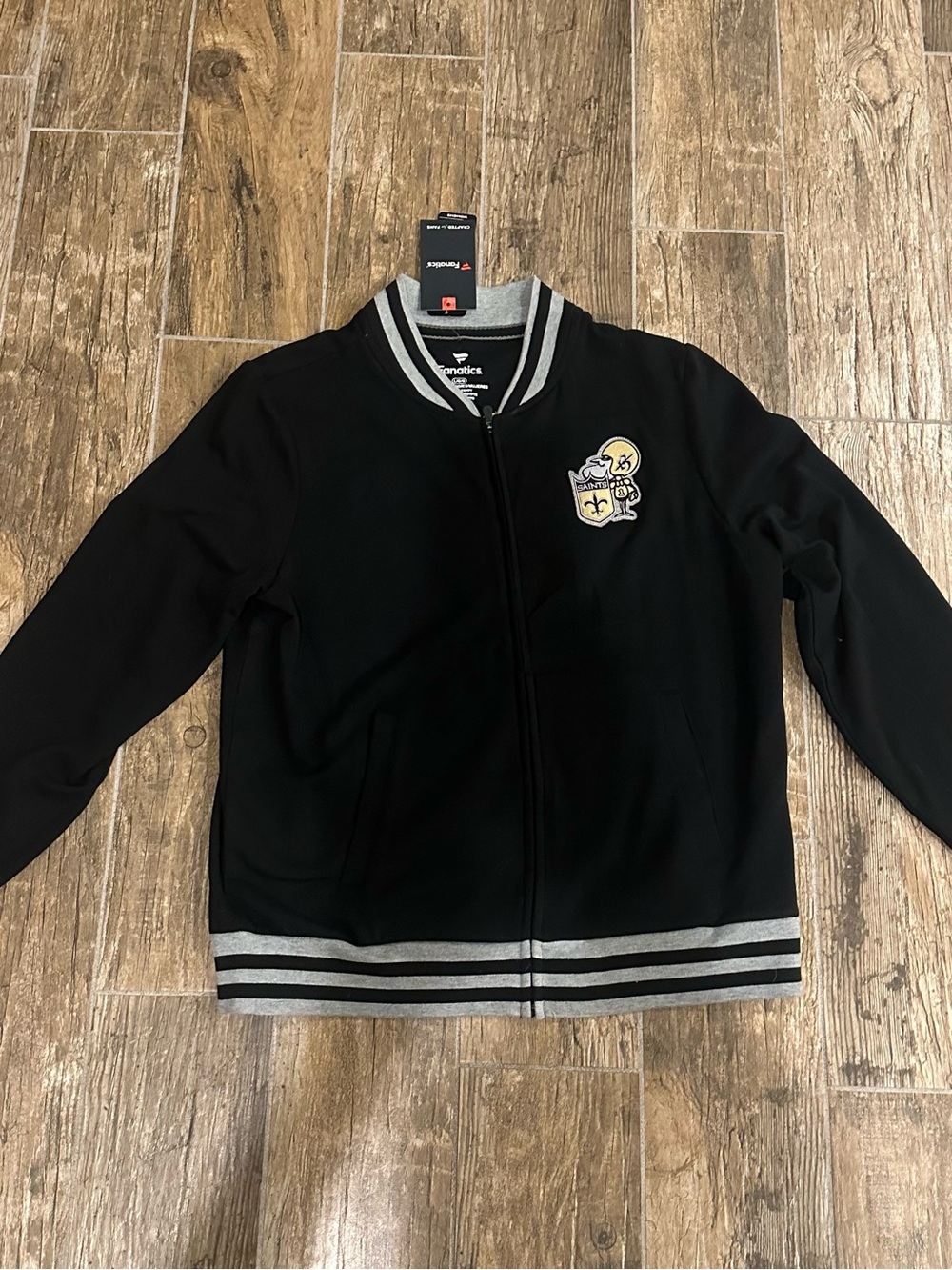 NWT Womens Fanatics New Orleans  Black and Gray Zip-Up Jacket